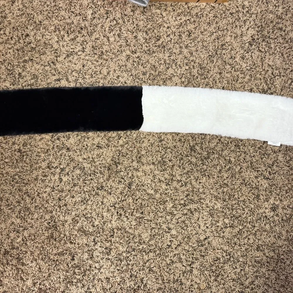 Apparis Faux Fur Stole Black White Two Tone Neck Wrap Scarf Plush Soft NWT